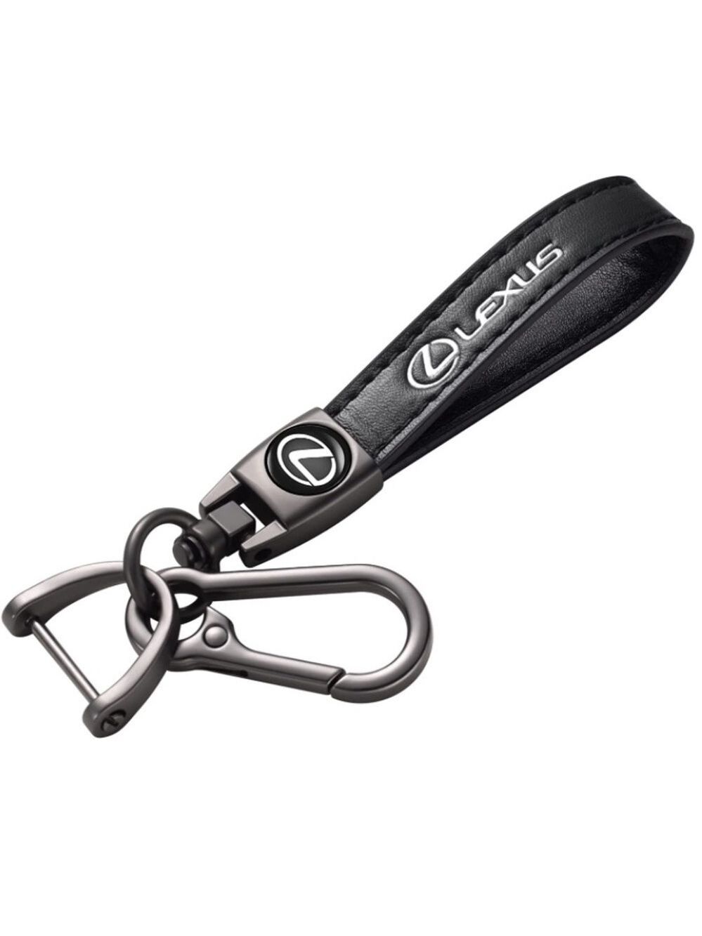🆕 Lexus Genuine Black Leather Car Keychain Key Chain Fob Ring Holder Accessory